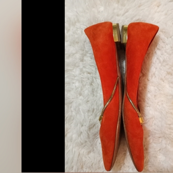 Vintage Aquazzura Firenze Italian Leather Classic Gold Chain Suede Girly Flats - Picture 4 of 9